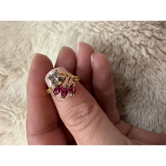 Vintage Gold Plate Fashion Ring With Two Color Stones Sz 5.5 EUC - Picture 5 of 6